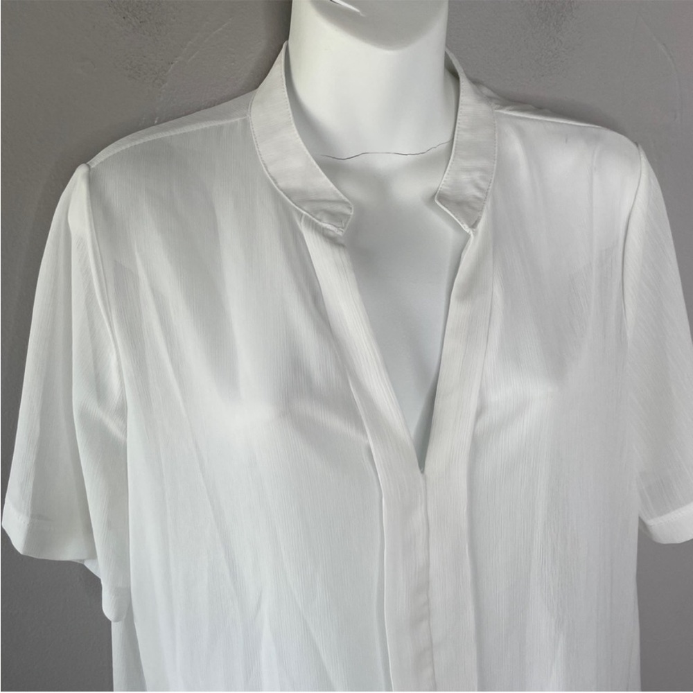 SHEIN White Sheer Long Shirt Tunic Mini Dress Swim Cover Up Size Medium Beach - Picture 2 of 7